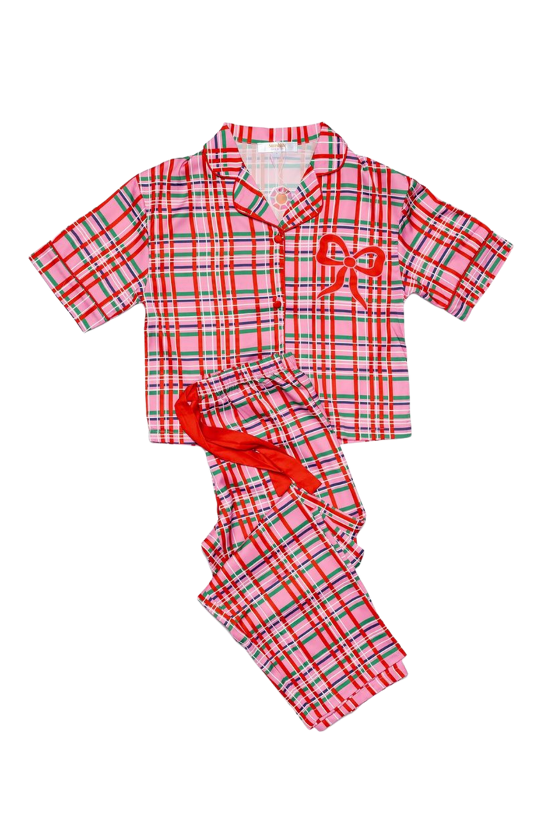 Merry Magic Short Sleeve Pants Set, Alternate, color, Plaid
