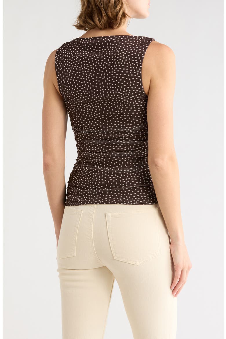 Zola Boat Neck Sleeveless Mesh Top, Alternate, color, COCOA DITSY DOTS
