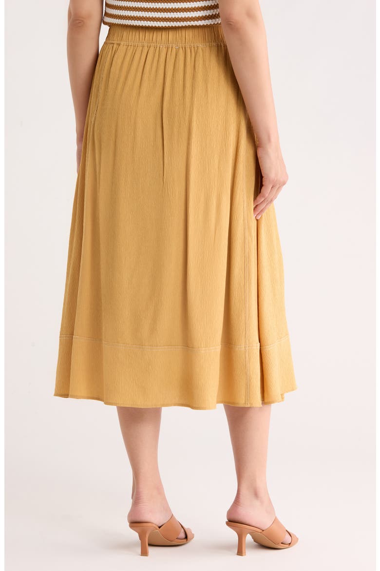 Topstitched A-Line Skirt, Alternate, color, GOLDEN MAIZE/ IVORY
