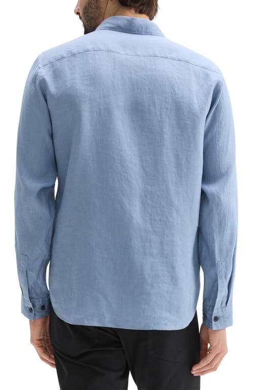 Theory Irving Solid Linen Button-up Shirt In Rainstorm