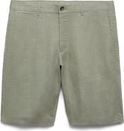 MANGO Slim Fit Linen Bermuda Shorts