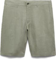 MANGO Slim Fit Linen Bermuda Shorts