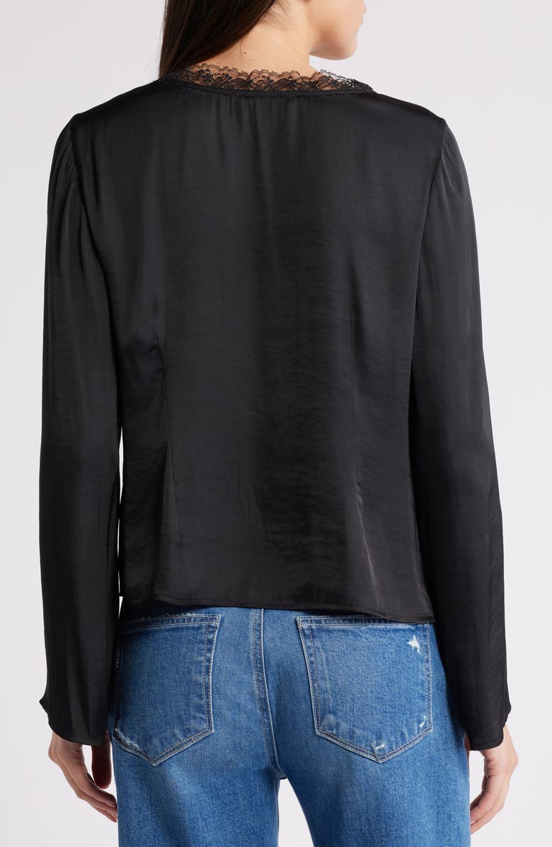 Treasure & Bond Lace Trim Satin Button-Up Shirt, Alternate, color,