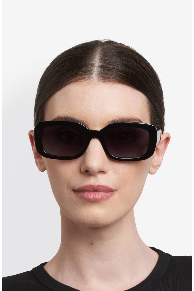 54mm Gradient Rectangular Sunglasses, Alternate, color, BLACK/ DARK GREY