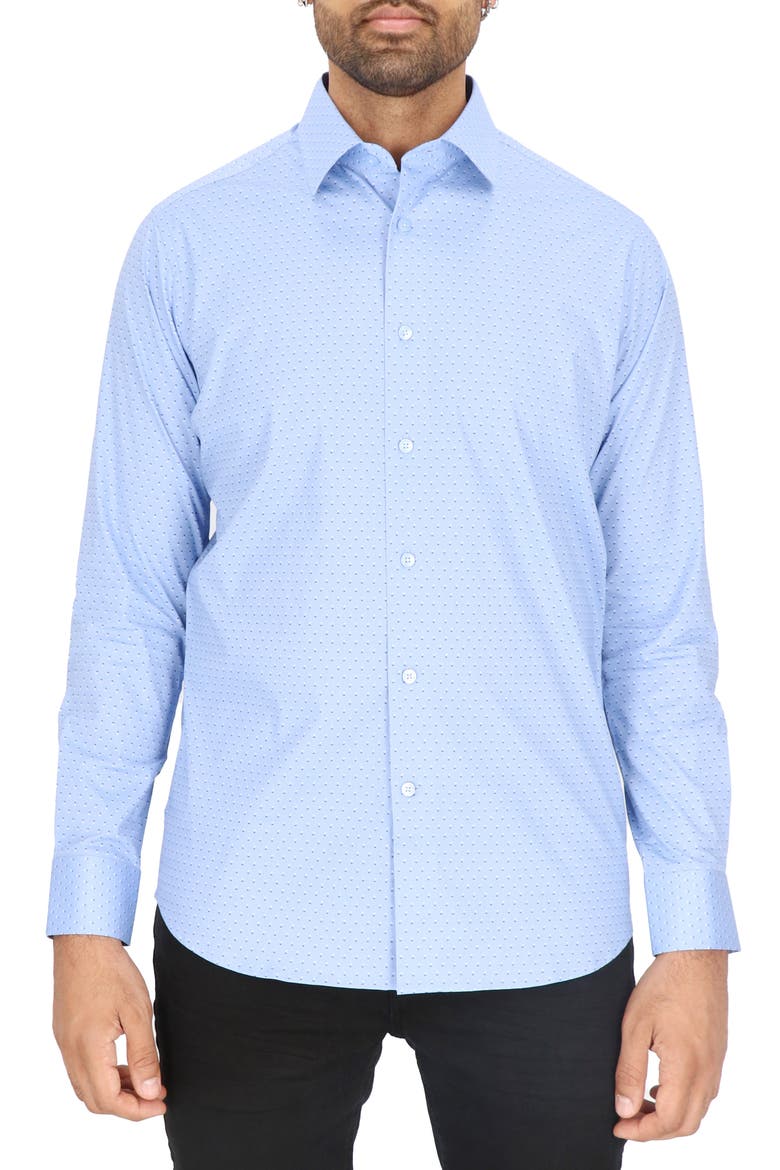 Dot Print Modern Fit Dress Shirt, Alternate, color, BLUE