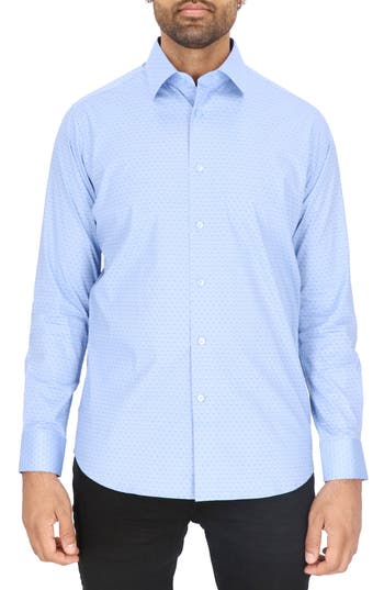 Scotch & Soda Dot Print Modern Fit Dress Shirt In Blue