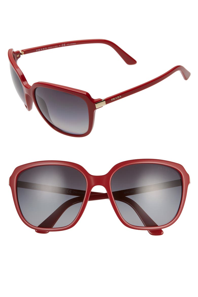58mm Polarized Sunglasses, Main, color, RED/ POLAR GREY GRADIENT