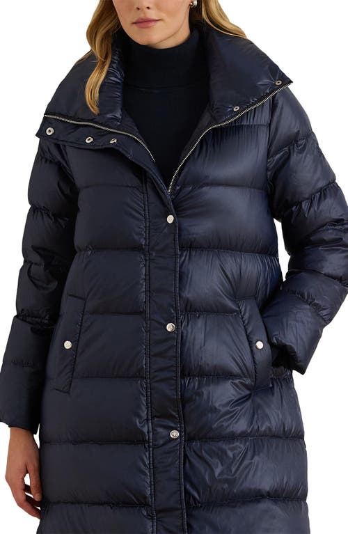 Ralph Lauren Lauren Maxi Soft Long Puffer Coat In Blue