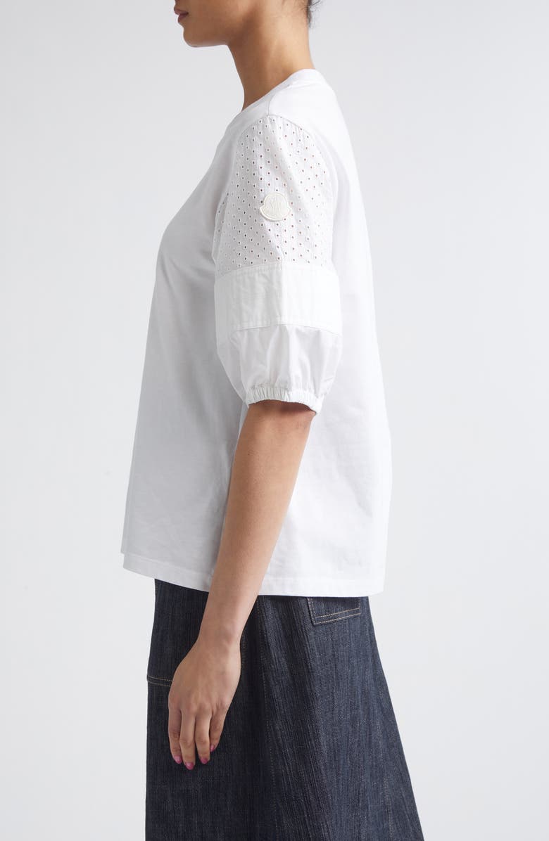 Moncler Flax Blend Crewneck T-Shirt, Alternate, color, White