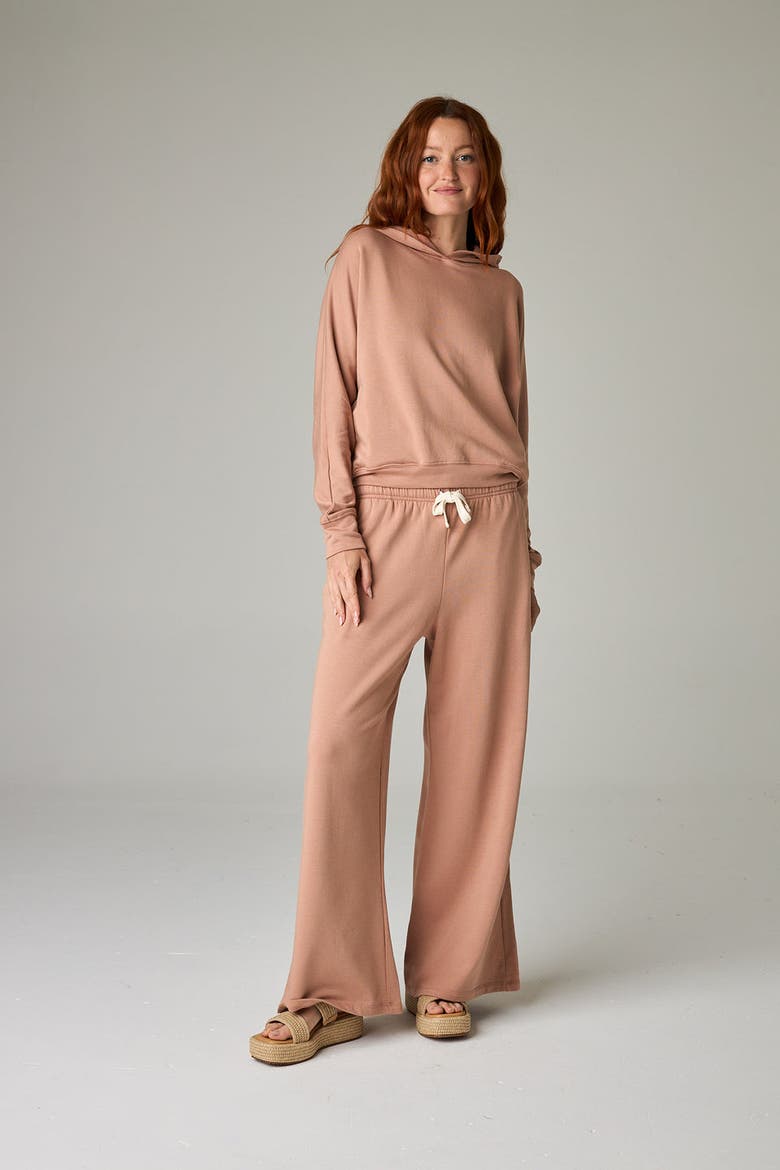 Baikal Eco-Luxe Fleece Dolman Crop Hoodie - Cloud-Soft Comfort, Alternate, color, Desert Sand