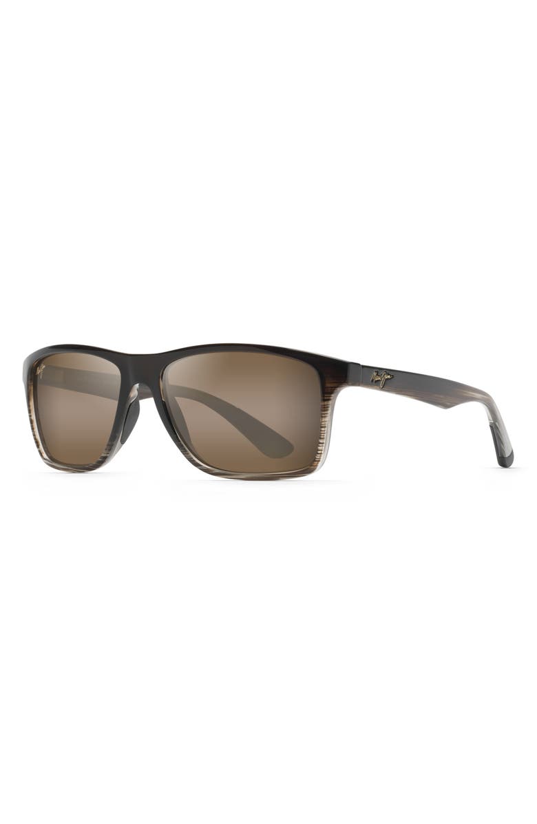Maui Jim Onshore 58mm Polarized Rectangular Sunglasses, Alternate, color, Chocolate Fade
