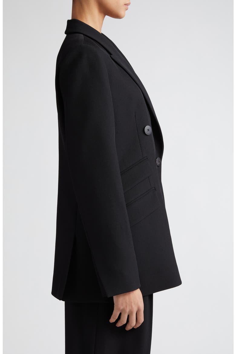 Caleb Double Breasted Cotton Twill Blazer, Alternate, color, BLACK