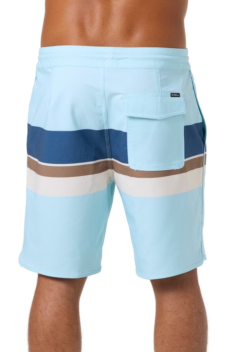 O'Neill Cruzer Stripe Scallop Swim Trunks, Alternate, color, Sky Blue