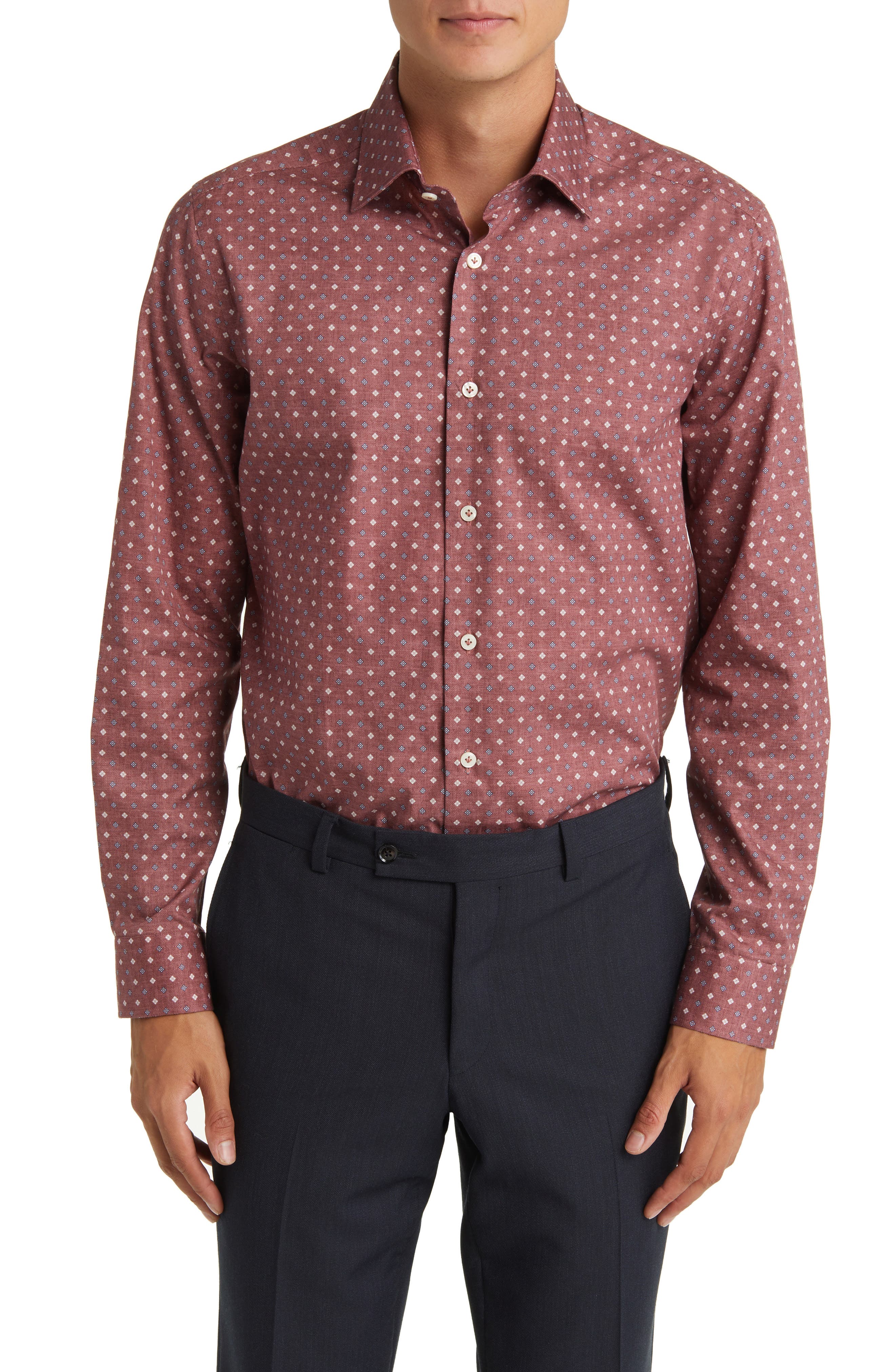 Jack Victor Agustin Contemporary Fit Foulard Print Cotton Button-Up Shirt