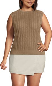 Lands' End Plus Size Cotton Pointelle Shell Sweater