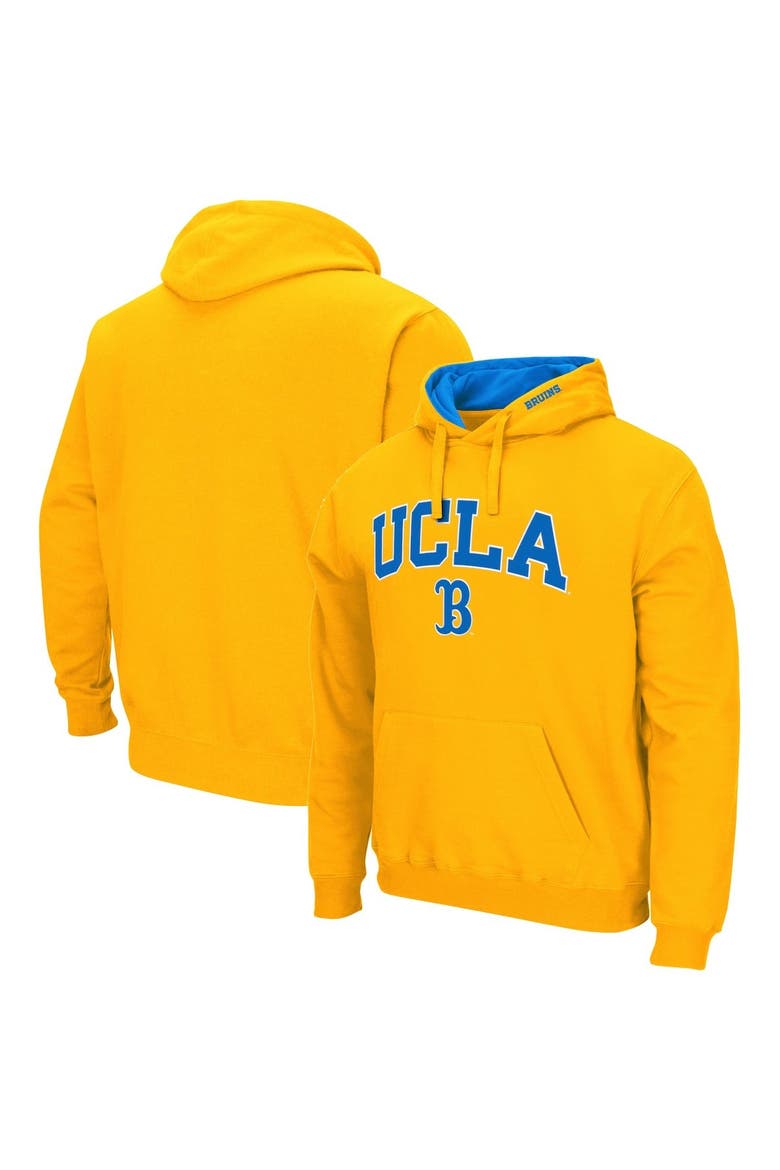 Men's Colosseum Gold UCLA Bruins Arch & Logo 3.0 Pullover Hoodie, Alternate, color, Gold