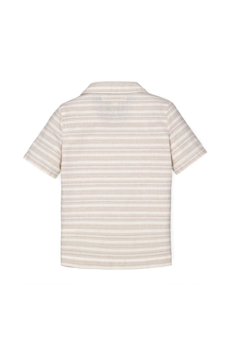 Short Sleeve Button Down Camp Shirt, Alternate, color, Stone Stripe Linen