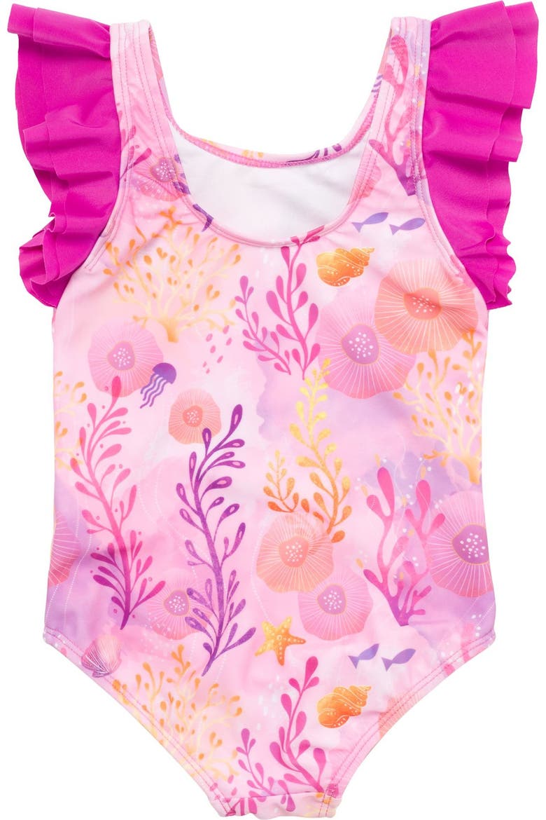 The Little Mermaid Princess Ariel One-Piece Bathing Suit, Alternate, color, Ariel Magenta Pink