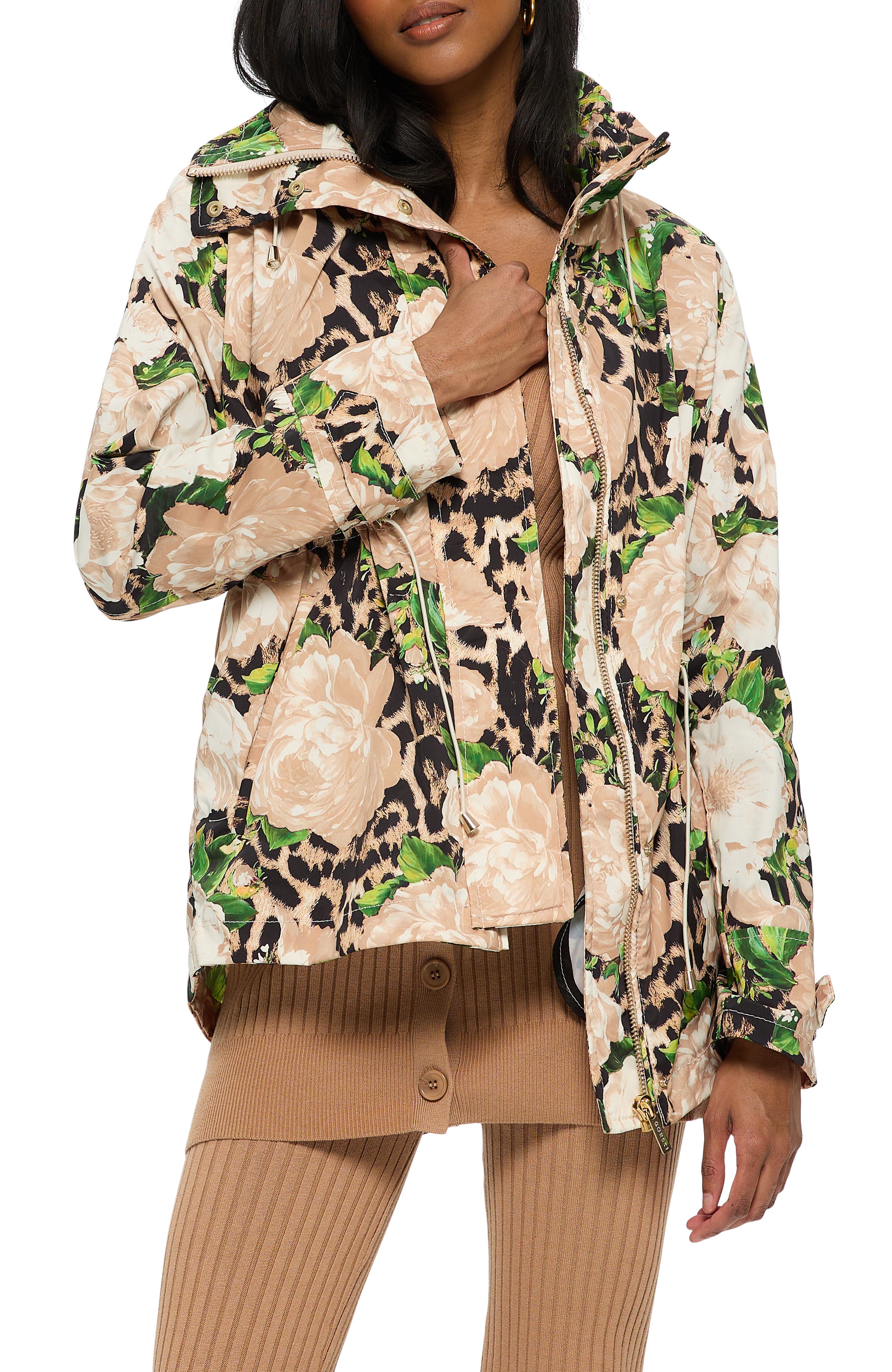Lightweight Floral Printed Jacket With Concealed Hood - image 2