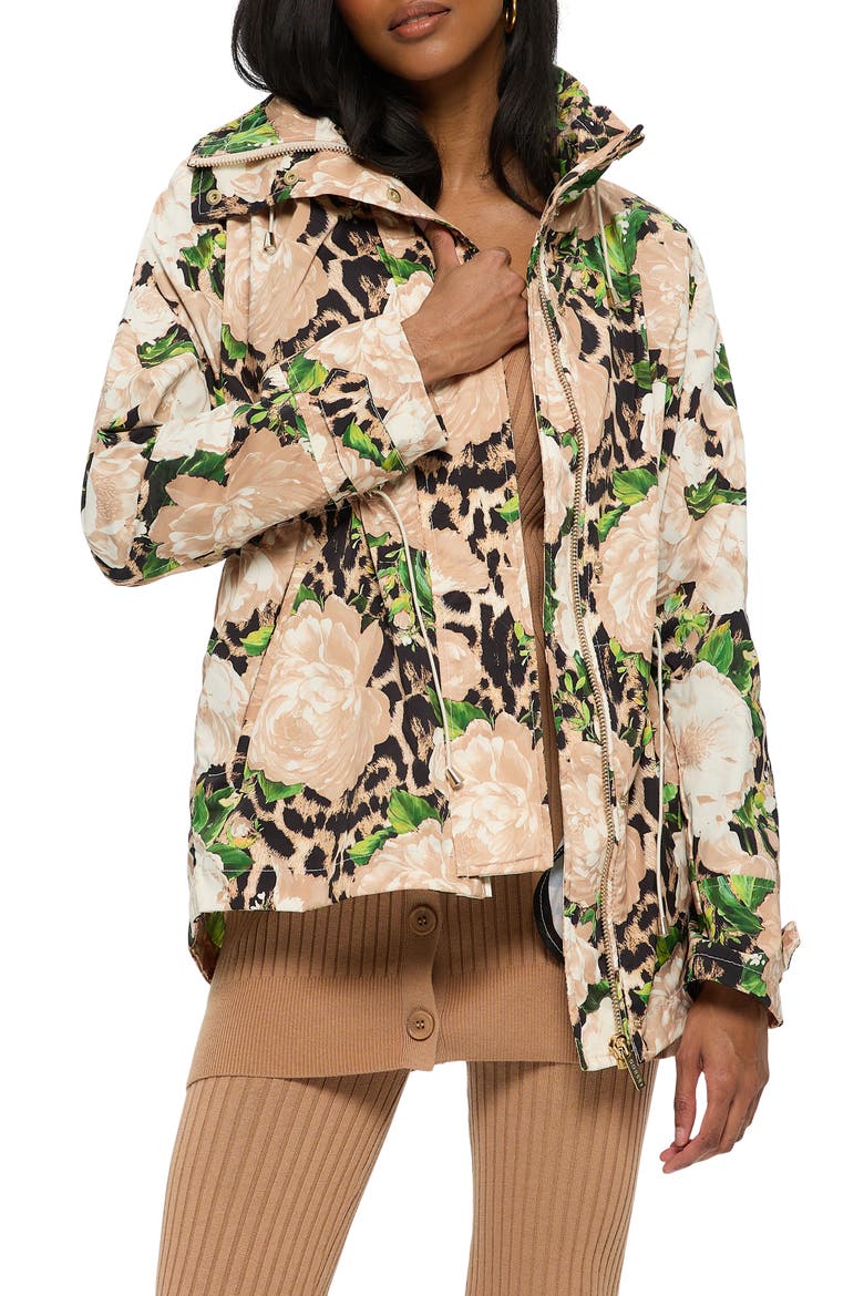 Lightweight Floral Printed Jacket With Concealed Hood, Alternate, color, BEIGE FLORAL LPRD/BEIGE