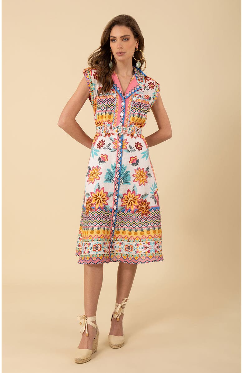 Hale Bob Daniela Midi Linen Dress, Alternate, color,