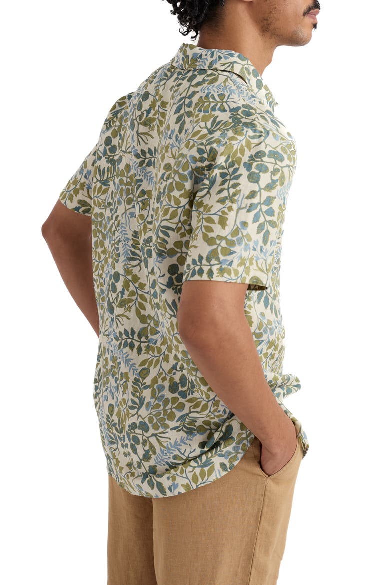 Blue Heron Short Sleeve Linen Shirt, Alternate, color, WINDING HERBS ECRU