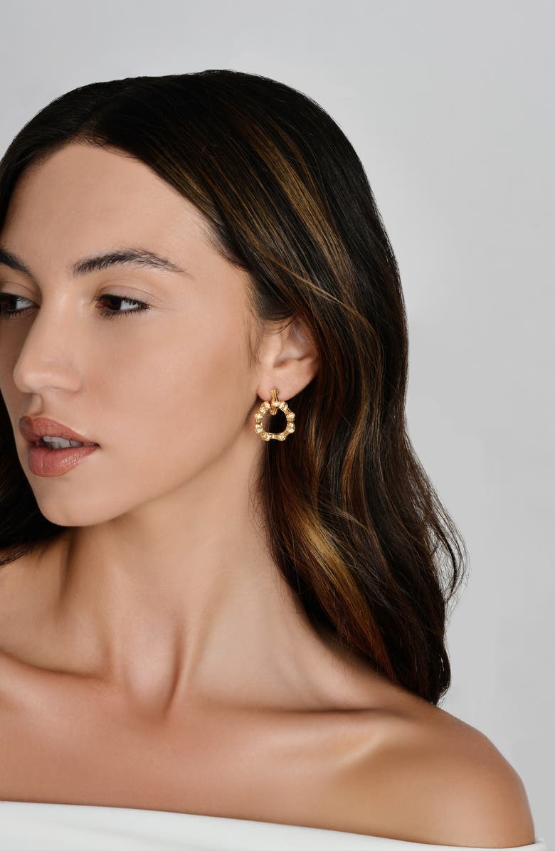 Anabel Aram Jewelry Bamboo Double Hoop Earrings, Alternate, color, Gold