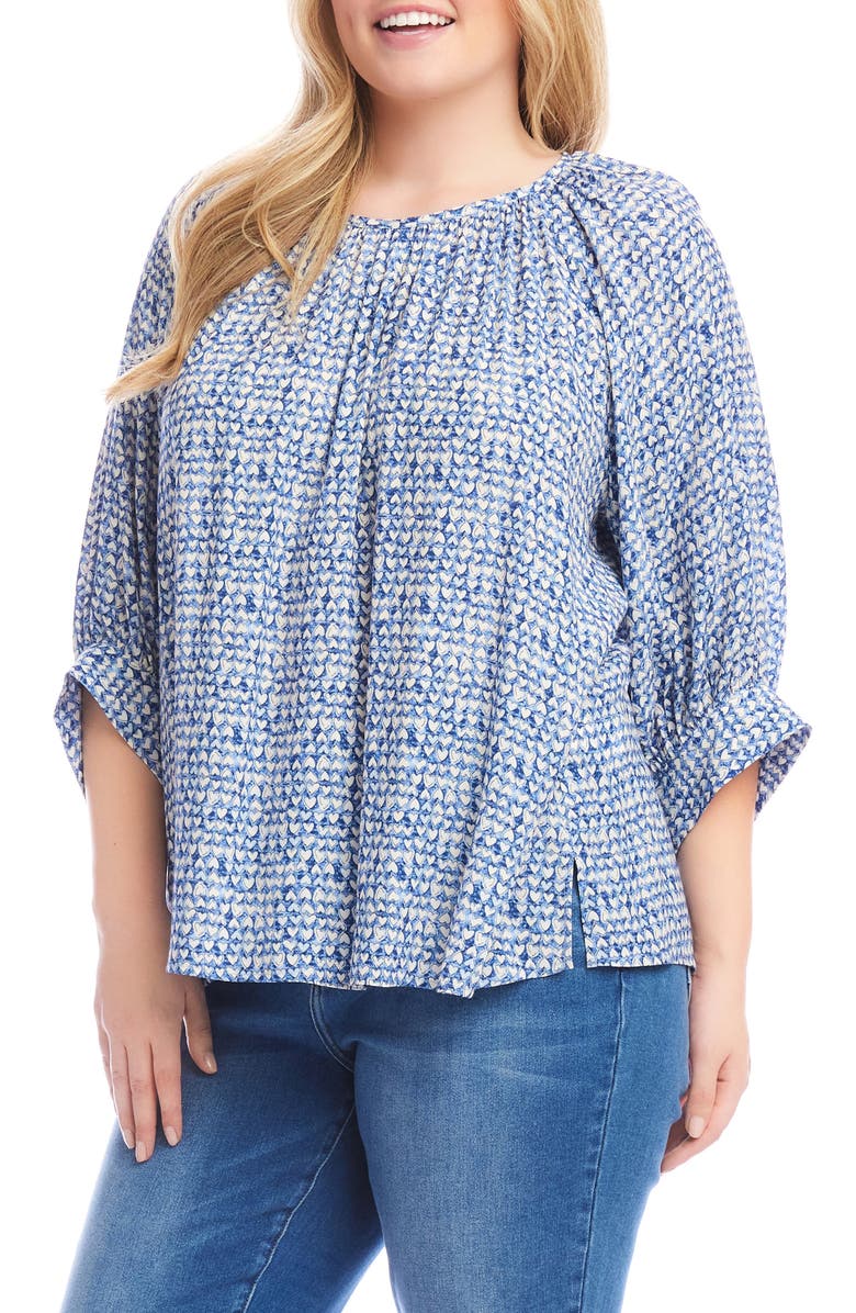 Karen Kane Heart Print Blouson Sleeve Top, Alternate, color, Print