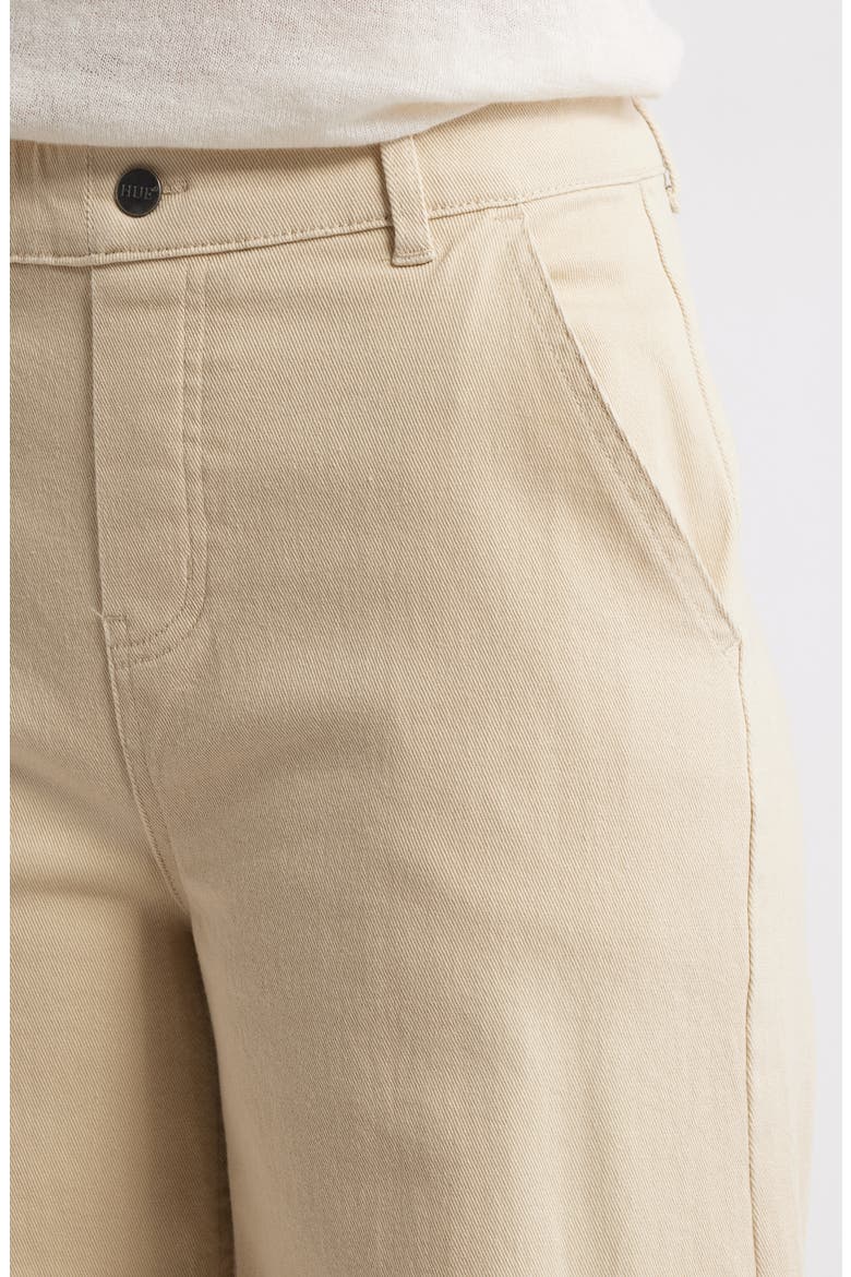 Raw Hem Wide Leg Pull-On Denim Pants, Alternate, color, ECRU