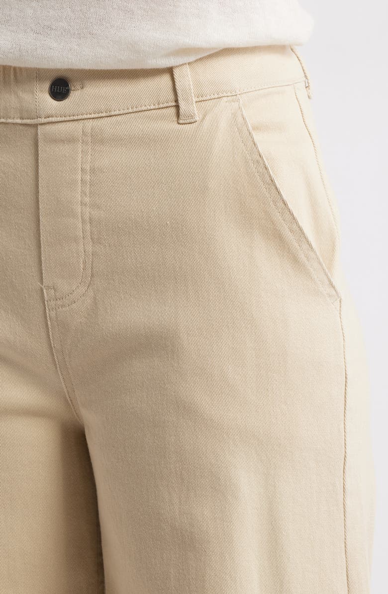 Hue Raw Hem Wide Leg Pull-On Denim Pants, Alternate, color, Ecru