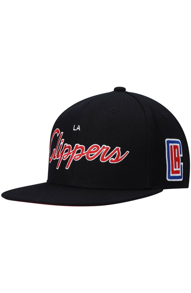 Mitchell & Ness Men's Mitchell & Ness Black LA Clippers Hardwood Classics Script 2.0 Snapback Hat, Main, color, Black