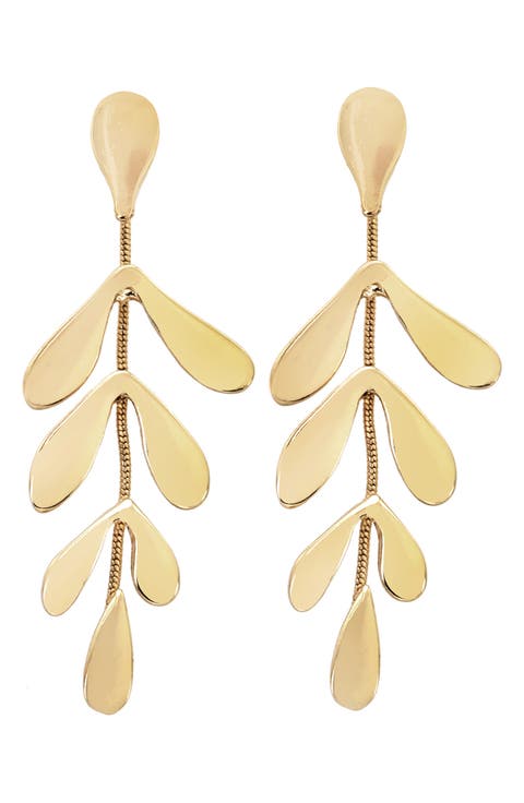 Linear Leaf Drop Earrings