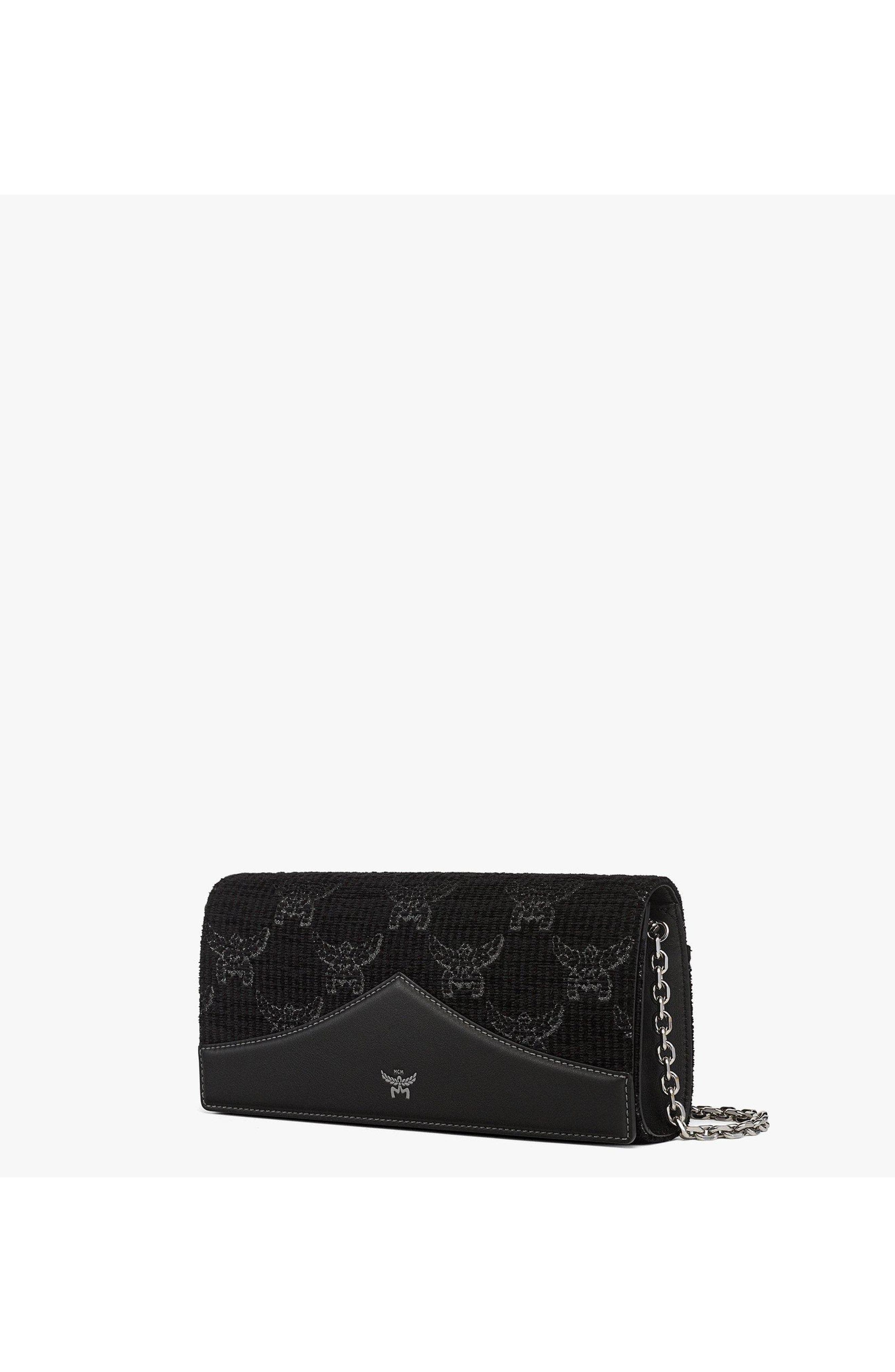 MCM Diamond Clutch in Lauretos Lurex Jacquard, Alternate, color, Black