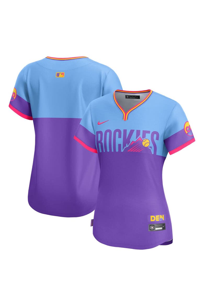 Women's Nike  Purple/Light Blue Colorado Rockies 2025 City Connect Limited Jersey, Alternate, color, Purple