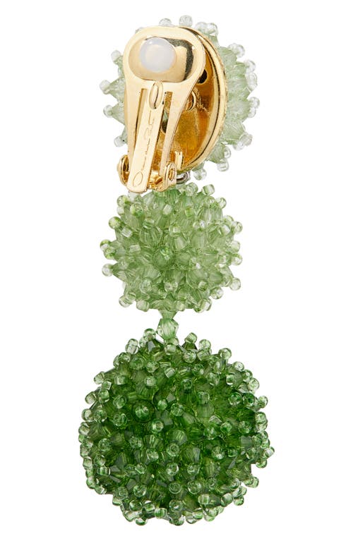 Oscar De La Renta Triple Pompom Beaded Drop Earrings