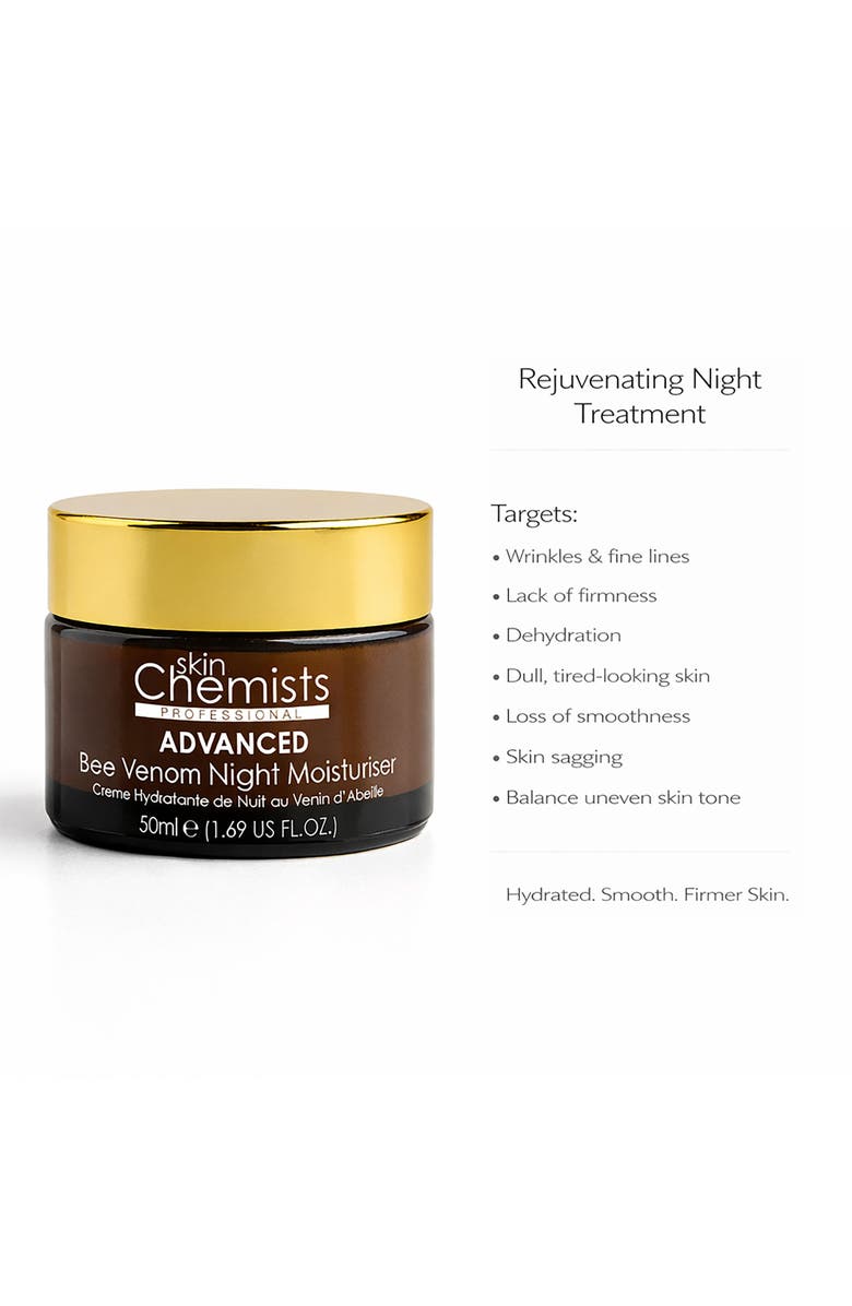 SKINCHEMISTS SC Advanced Bee Venom Night Moisturiser 50ml for Fine Lines & Wrinkles, Loss of Firmness, Alternate, color, White