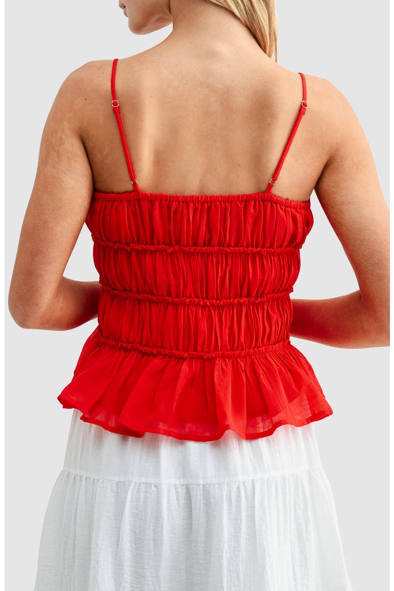 Sleeveless Peplum Top, Alternate, color, RED
