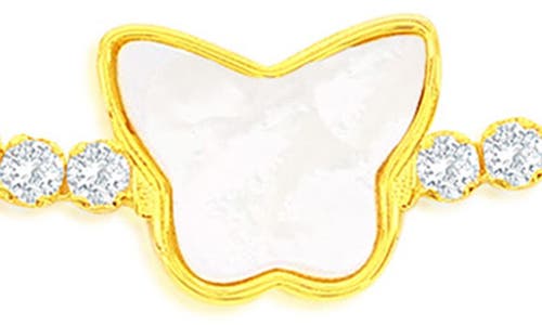 Simona Butterfly Mother-of-pearl & Cubic Zirconia Slider Bracelet In Gold