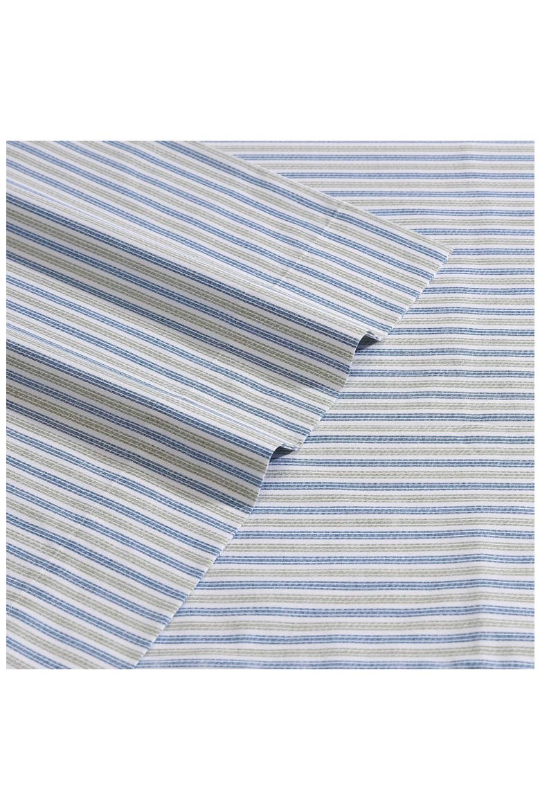 Ticking Stripe 200 Thread Count Cotton Percale Sheet Set, Alternate, color, NAVY BLUE/ GREEN