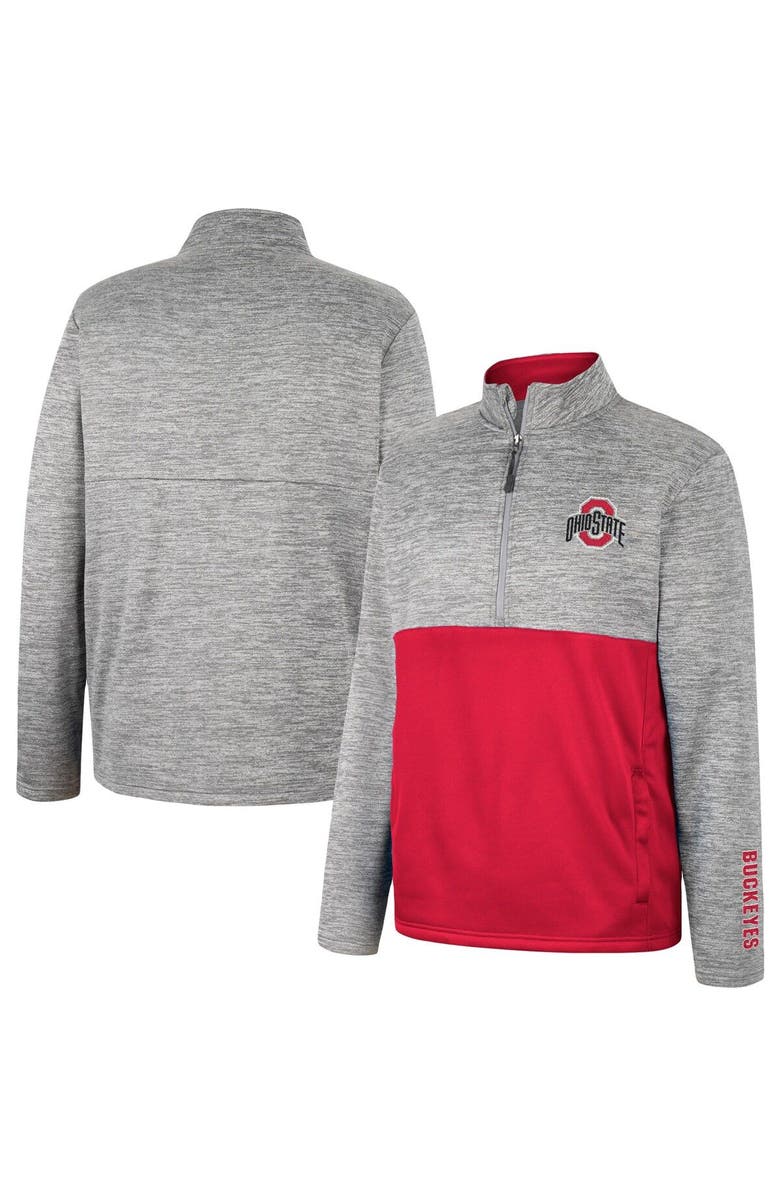 COLOSSEUM Men's Colosseum Gray Ohio State Buckeyes John Half-Zip Jacket, Main, color, 
