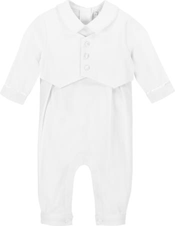Carriage Boutique Elegant Christening Romper Newsboy Cap Set - Main Image