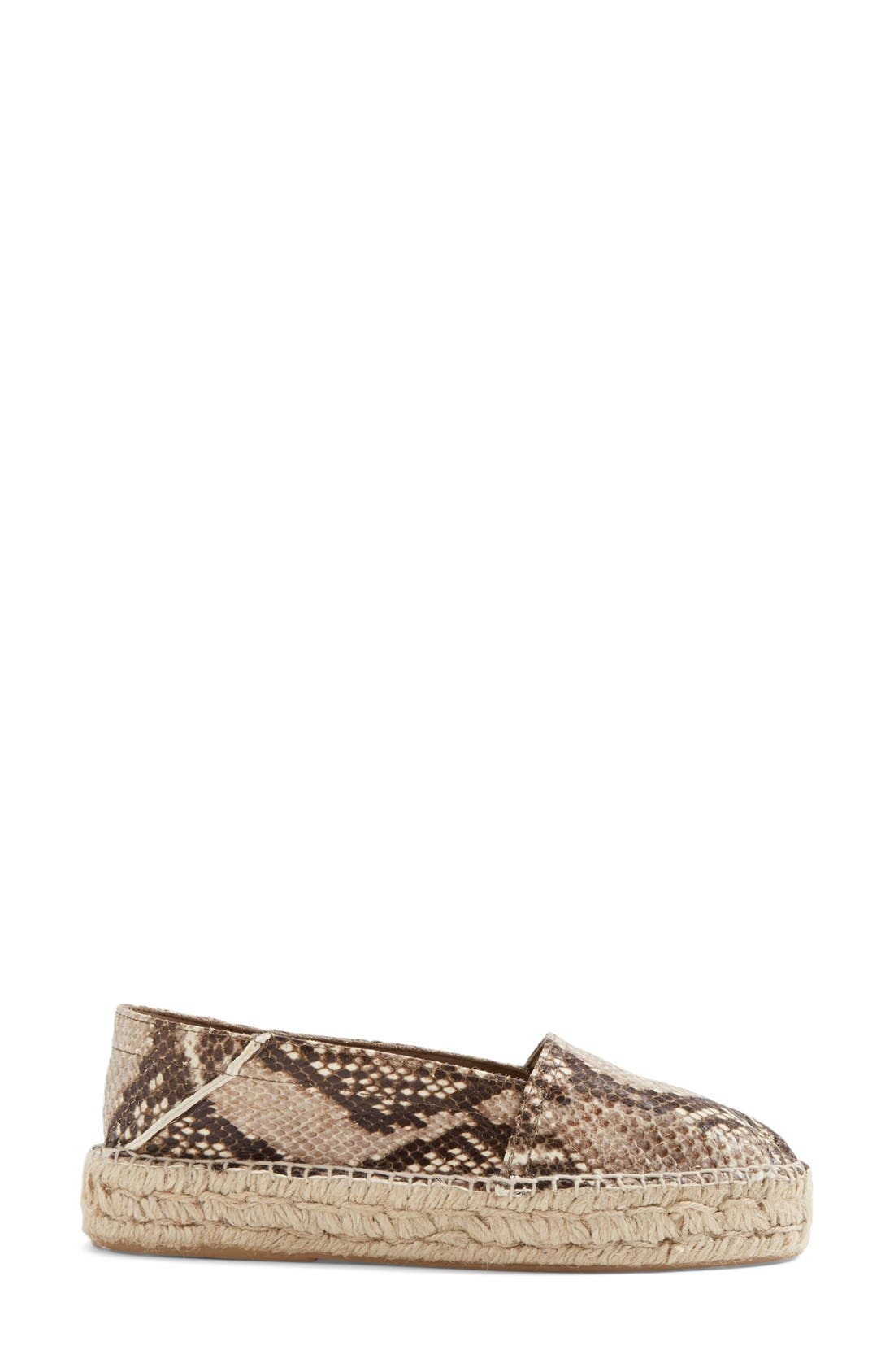 Diane von Furstenberg 'Tilly' Snake Embossed Espadrille Flat, Alternate, color, 