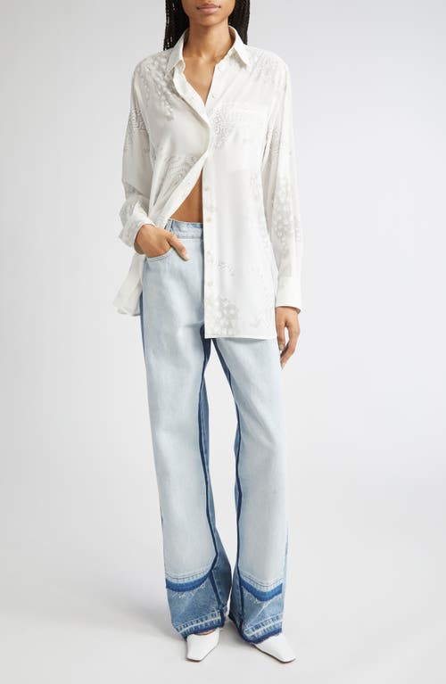 Stella Mccartney Wildcat Print Silk Button-up Shirt In White
