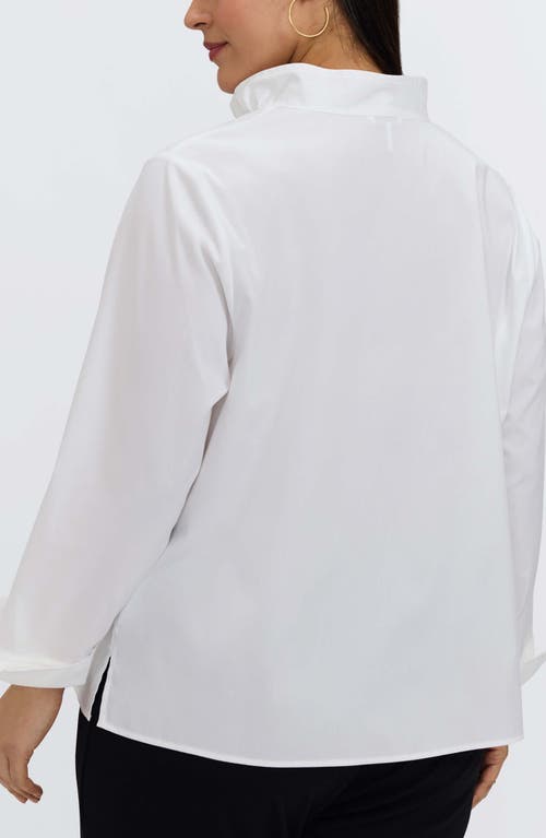 Foxcroft Tammy Ruffle Collar Cotton Blend Top In White