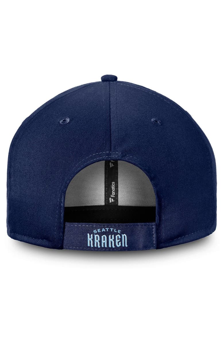 FANATICS Men's Fanatics Branded Deep Sea Blue Seattle Kraken Core Secondary Logo Adjustable Hat, Alternate, color, Navy