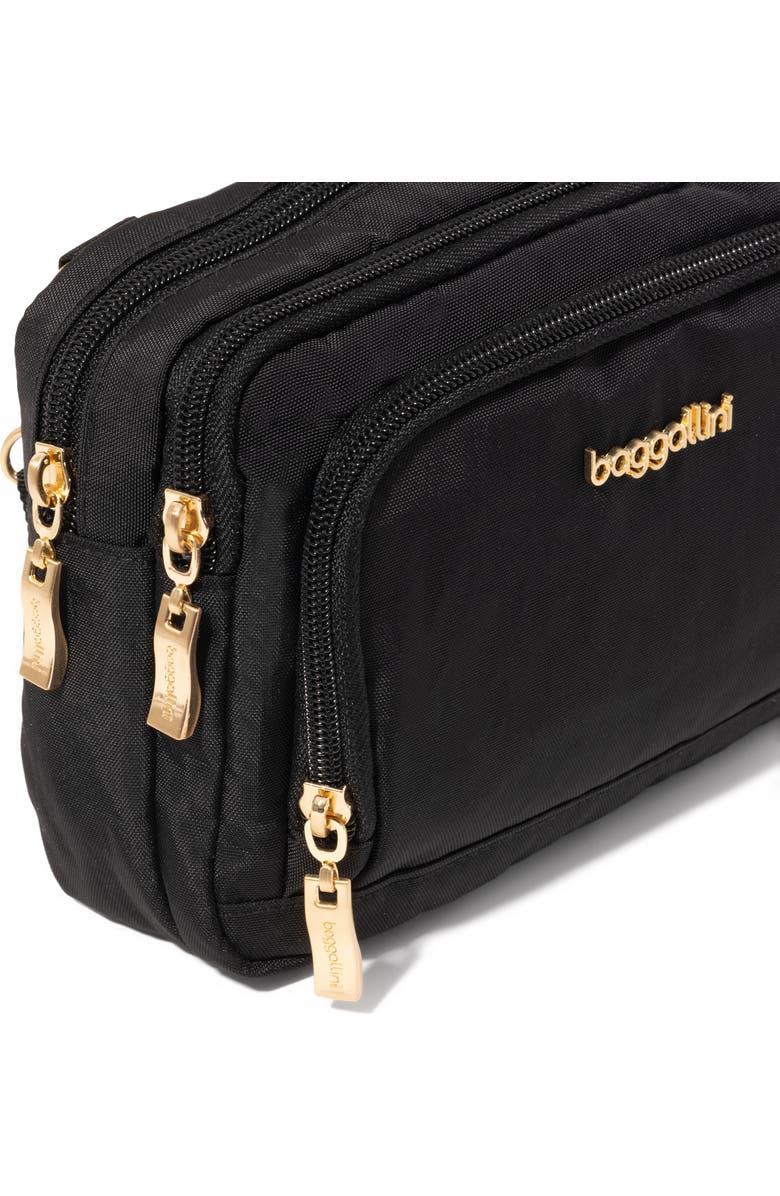 BAGGALLINI Trifecta RFID Wallet Crossbody Bag, Alternate, color, Black With Gold Hardware