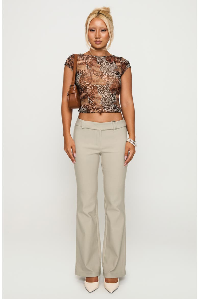 Animal Print Cap Sleeve Open Back Crop Top, Alternate, color, LEOPARD