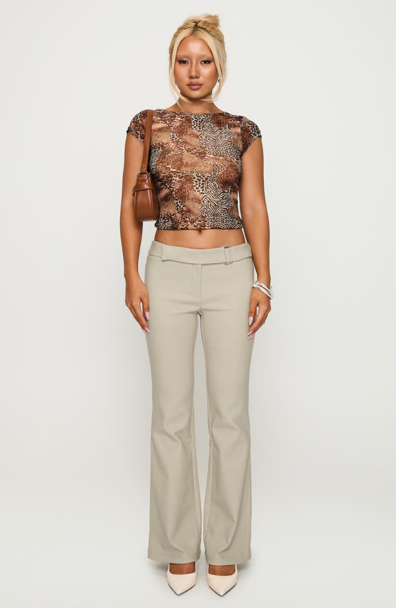 Princess Polly Animal Print Cap Sleeve Open Back Crop Top, Alternate, color, Leopard