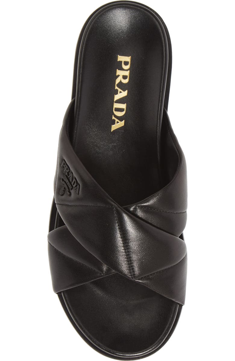 Prada Logo Cross Strap Slide Sandal, Alternate, color,