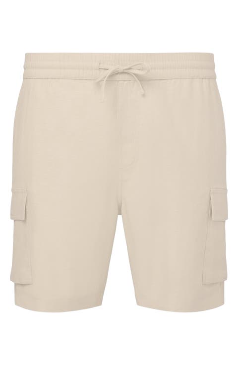 Stretch Linen Blend Cargo Shorts